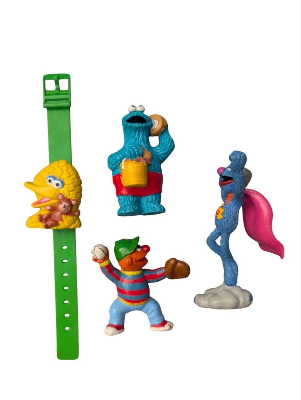 Vintage Sesame Street Figure & Watch Lot - Four Pieces